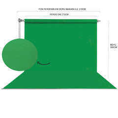 Stüdyo Teknik 270X580Cm Yeşil Fon Perde Seti