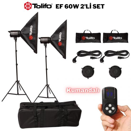 Tolifo EF 60w Led Video Işığı 2’li Soft Box’lı Çantalı set