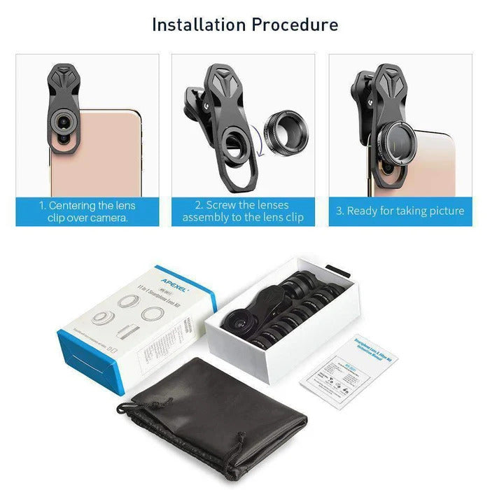 APEXEL 11'i 1 Arada Cep Telefonu  İphone & Android İçin Akıllı Telefon Lens Kiti