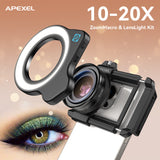 APEXEL 10-20X ZOOM MAKRO LENS+HALKA IŞIK