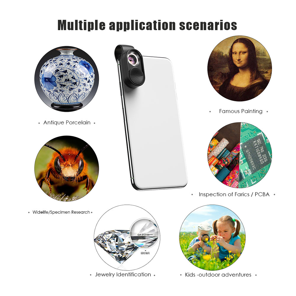 Apexel 100X Led Işıklı Telefon Mikroskop Lensi