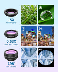 Apexel 18X Telefoto 4'ü 1 Arada Lens Kiti