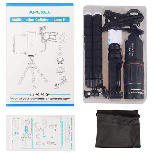 Apexel 18X Telefoto 4'ü 1 Arada Lens Kiti