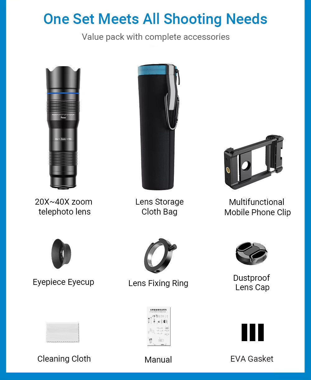 Apexel 20-40X  Telefoto Zoom Lens