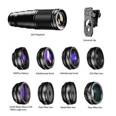 Apexel 22X10'u Bir Arada Telefon Lens Kiti