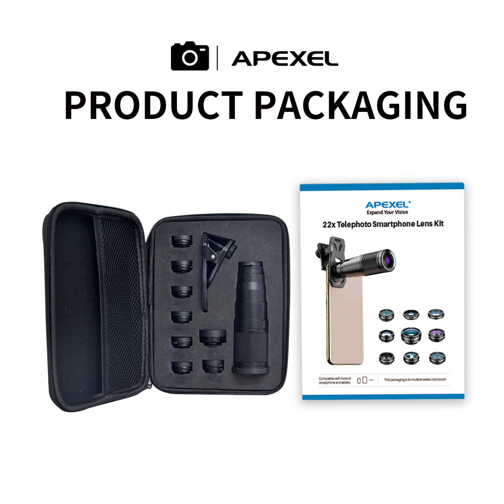Apexel 22X10'u Bir Arada Telefon Lens Kiti