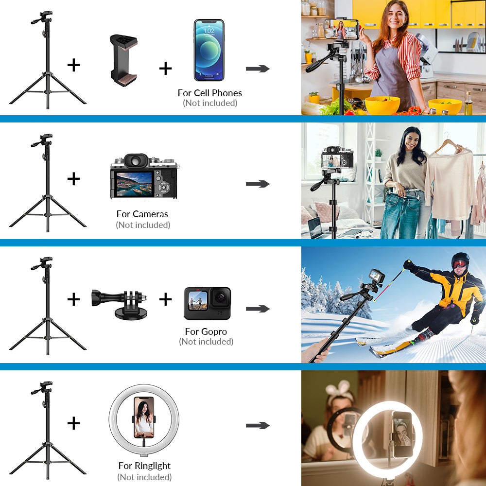 Apexel 70 inçlik Tripodlu Telefon Selfi Çubuğu