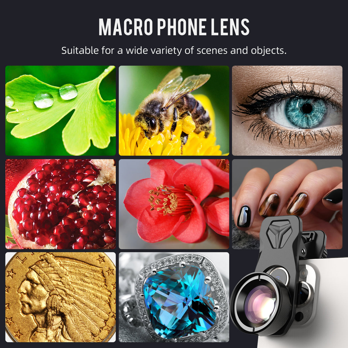 Apexel Klasik Cep Telefonu HD 100mm Makro Lens