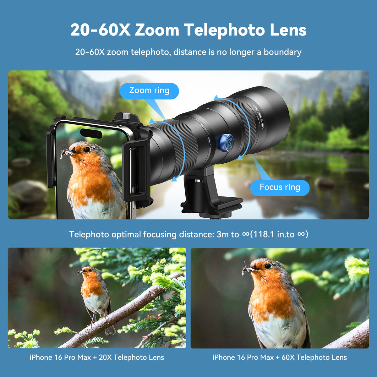 Apexel  20-60X Zoom Lens