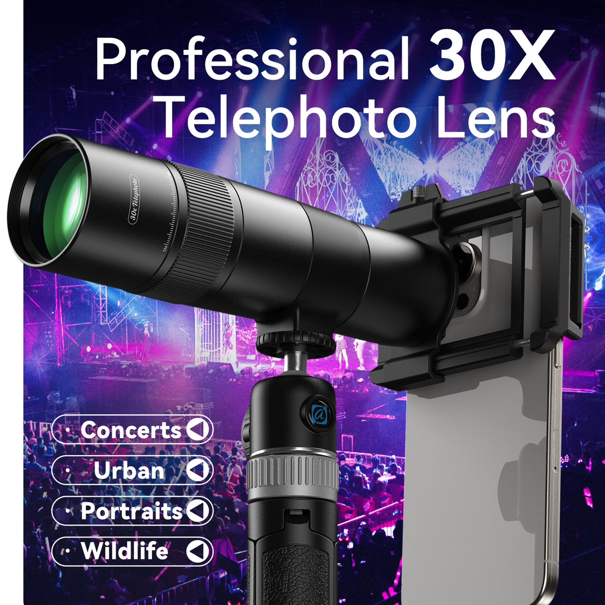 APEXEL TeleCular 30X Telefoto Lens