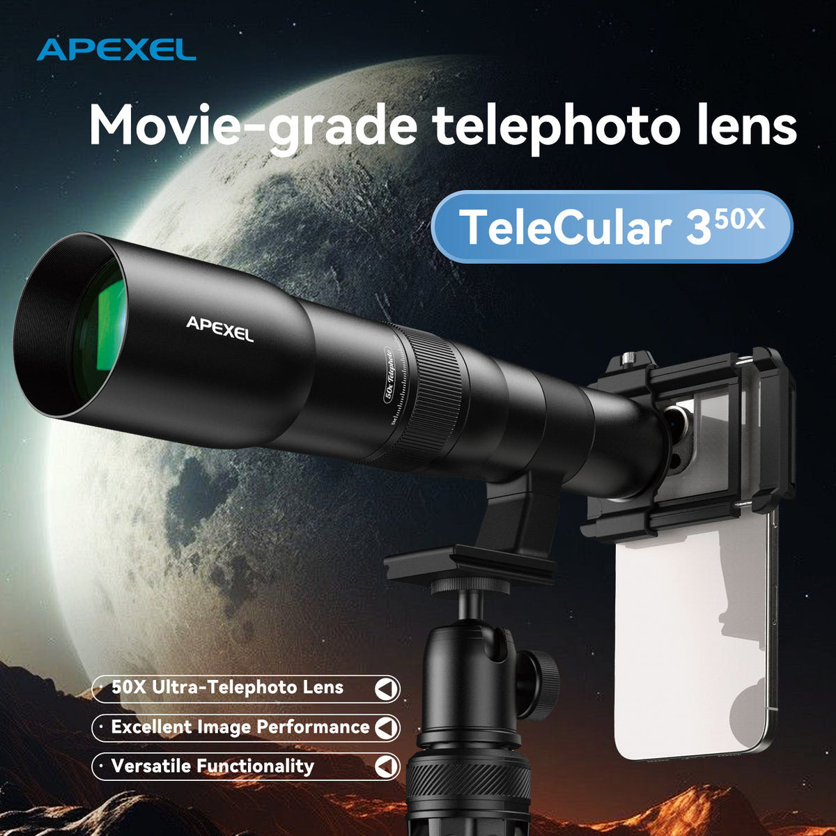Apexel TeleCular 50X Telefoto Lens