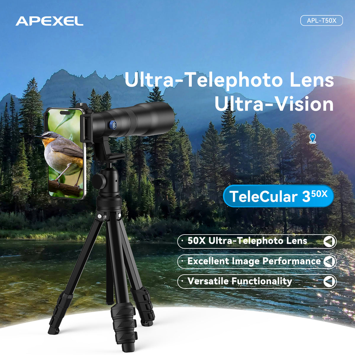 Apexel TeleCular 50X Telefoto Lens