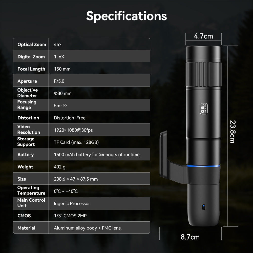 Apexel VisionMax Taşınabilir Akıllı Dijital Telefoto Lens
