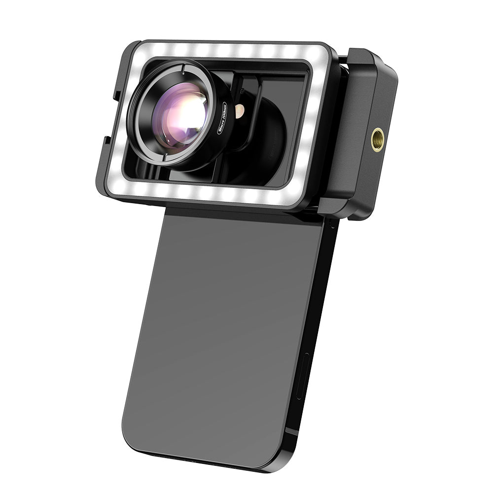 Apexel Yeni 3'ü 1 Arada Cep Telefonu Lens Klipsi ve Dolgu Işığı ile 100mm Makro Lens Kiti