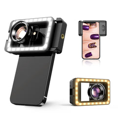 Apexel Yeni 3'ü 1 Arada Cep Telefonu Lens Klipsi ve Dolgu Işığı ile 100mm Makro Lens Kiti