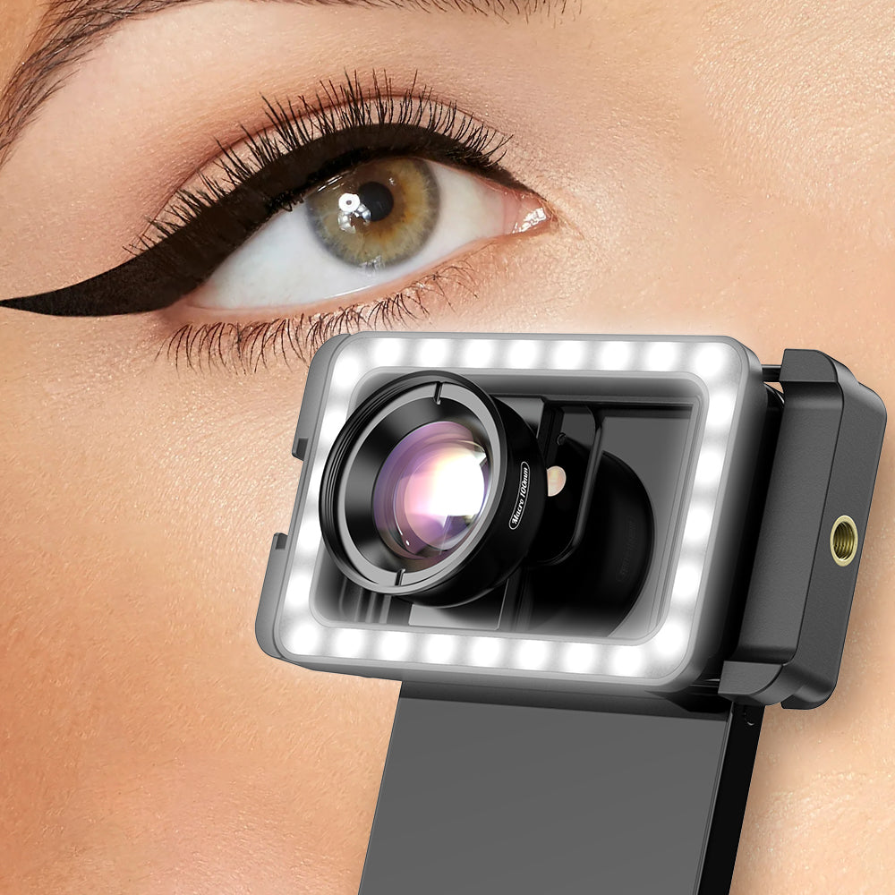 Apexel 3'ü 1 Arada Lens Klipsi ve Dolgu Işığı ile 100mm Makro Lens Kiti