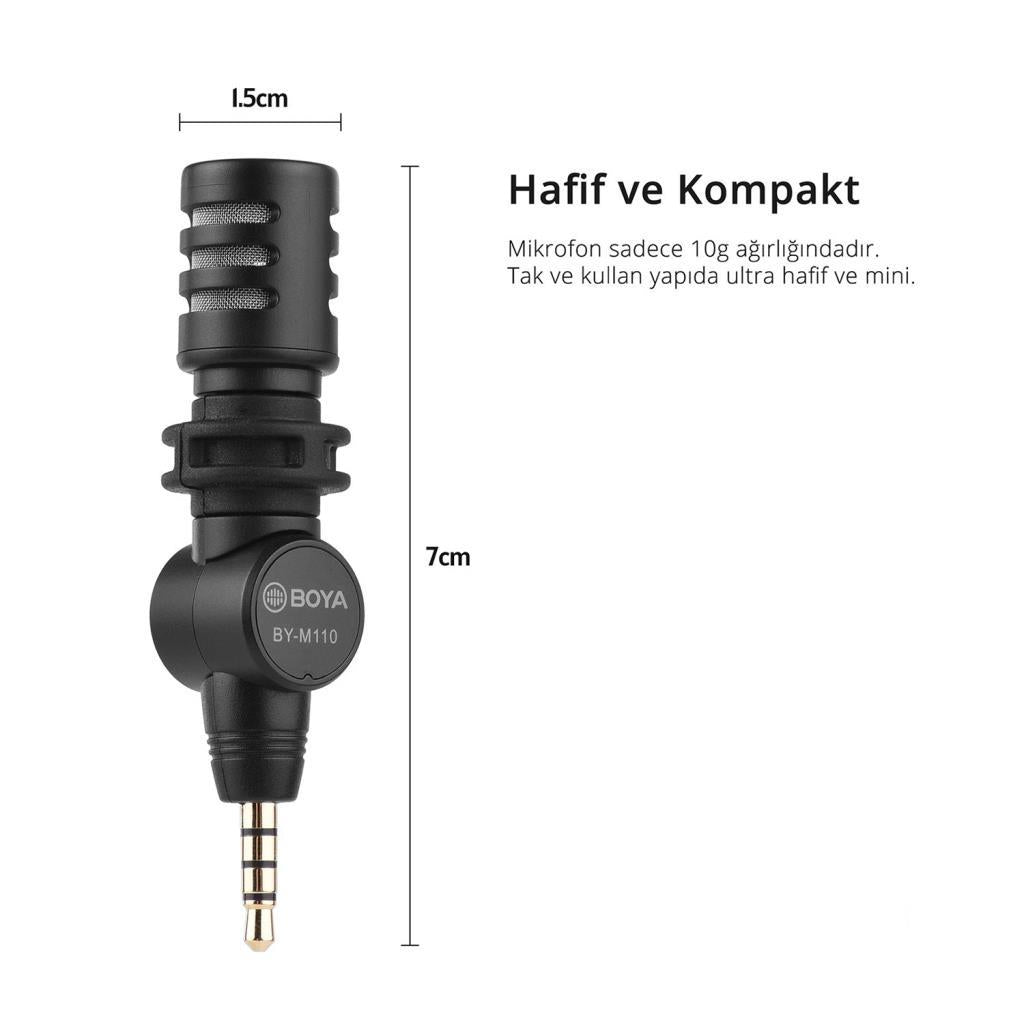 Boya BY-M110 Kompakt 3.5mm Telefon Mikrofonu