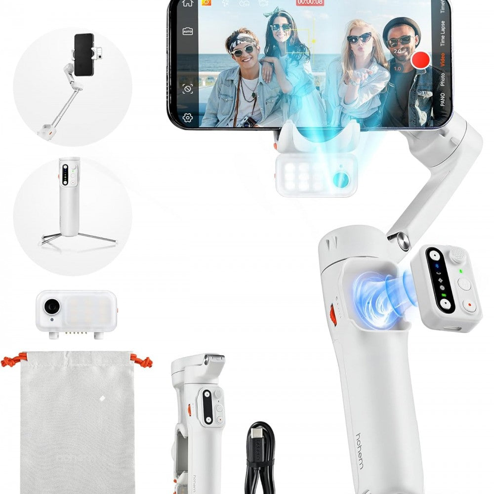 Hohem İsteady V3 Yapay Zeka Takip Sensörlü Beyaz Telefon Gimbal