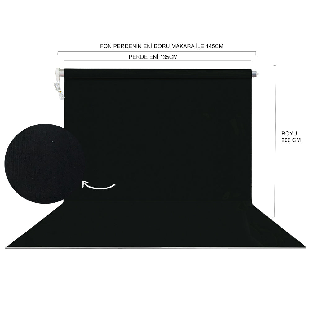 HS STÜDYO TEKNİK 135X200CM SİYAH FON PERDESİ SETİ