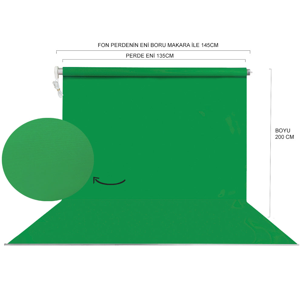 HS STÜDYO TEKNİK 135X200CM YEŞİL FON PERDESİ SETİ
