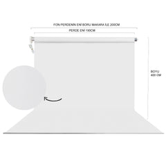 Stüdyo Teknik 190X400Cm Beyaz Fon Perde Seti