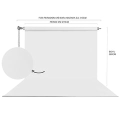 Stüdyo Teknik 270X580Cm Beyaz Fon Perde Seti