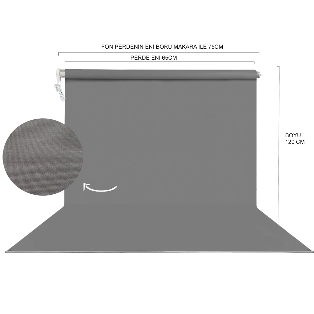 HS STÜDYO TEKNİK 65X120CM GRİ FON PERDESİ SETİ
