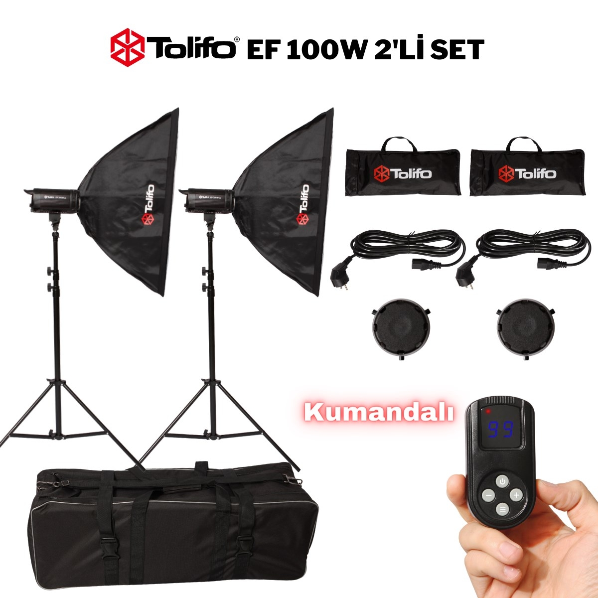 Tolifo%20EF%20100w%20Led%20Video%20Işığı%202’li%20Soft%20Box’lı%20Çantalı%20set